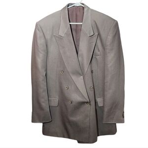 Vintage 80s/90s Raffinati Double-Breasted Suit Jacket – 46L Taupe Gray Blazer